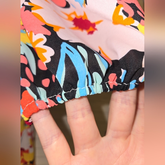 Greathe Women's sz L Tie Neck Ruffle Hem Floral Dress - Picture 7 of 15